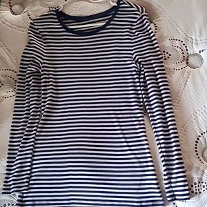 Long sleeve blue & white striped shirt